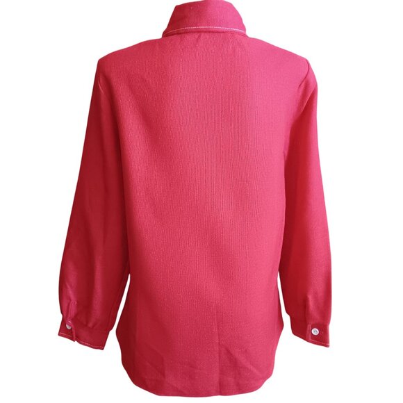 Vintage Medium Wome's Mod Jacket Shirt 1970's Sears Red Burlap granny Pockets - Picture 5 of 6